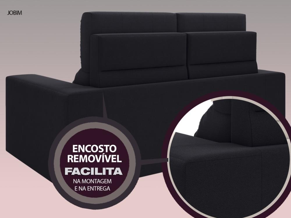 Sofá Jobim 1,70m Assento Retrátil e Reclinável Velosuede Preto - NETSOFAS