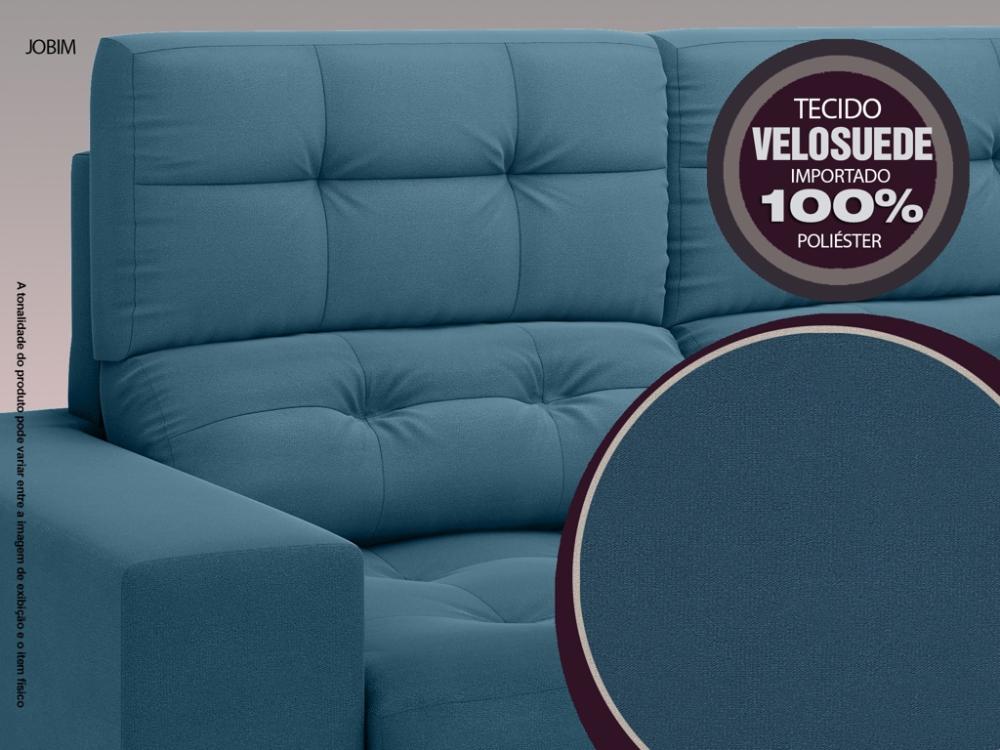 Sofá Jobim 1,70m Assento Retrátil e Reclinável Velosuede Royal - NETSOFAS