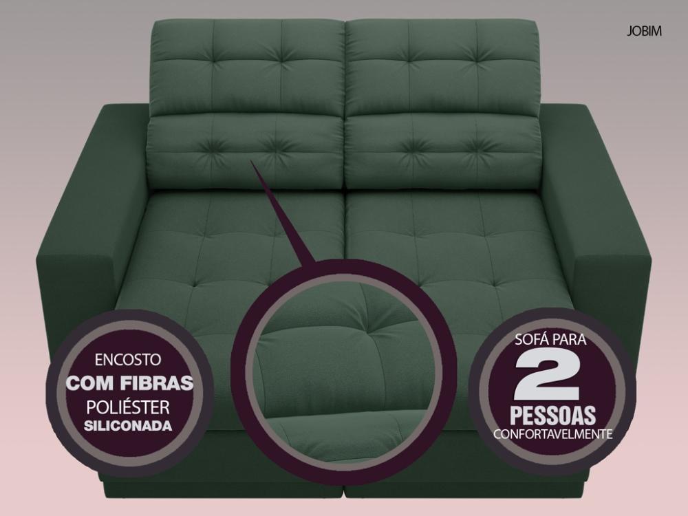 Sofá Jobim 1,70m Assento Retrátil e Reclinável Velosuede Verde - NETSOFAS