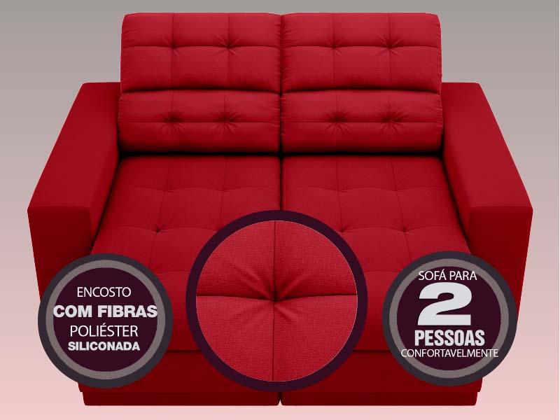 Sofá Jobim 1,70m Assento Retrátil e Reclinável Velosuede Vermelho - NETSOFAS