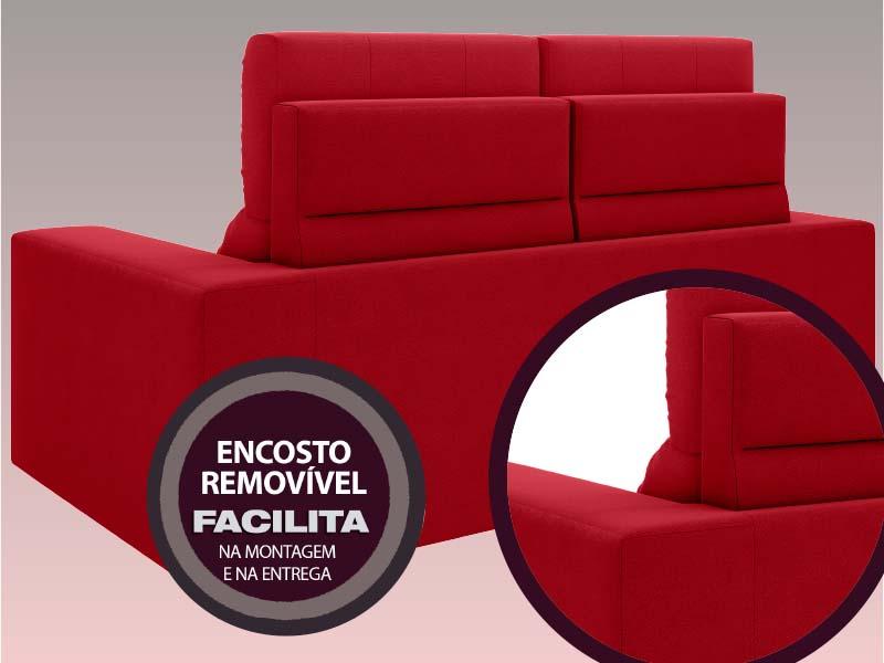 Sofá Jobim 1,70m Assento Retrátil e Reclinável Velosuede Vermelho - NETSOFAS