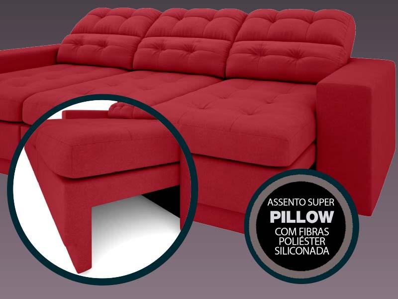 Sofá Jobim 2,30m Assento Retrátil e Reclinável Velosuede Vermelho - NETSOFAS