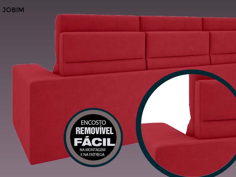 Sofá Jobim 2,30m Assento Retrátil e Reclinável Velosuede Vermelho - NETSOFAS