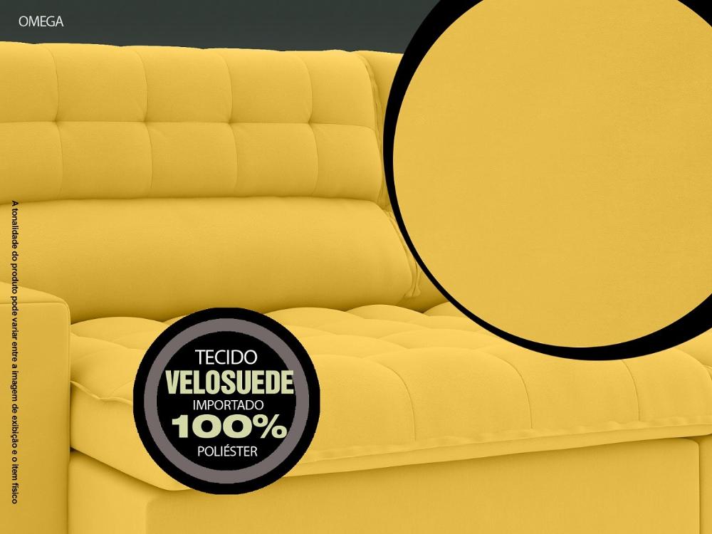 Sofá Omega 2,00m Assento Retrátil e Reclinável Velosuede Canário - NETSOFAS