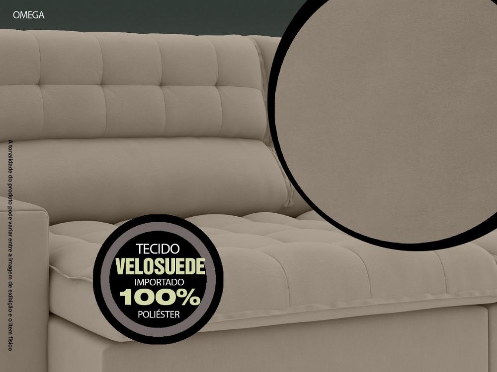 Sofá Omega 2,00m Assento Retrátil e Reclinável Velosuede Capuccino - NETSOFAS