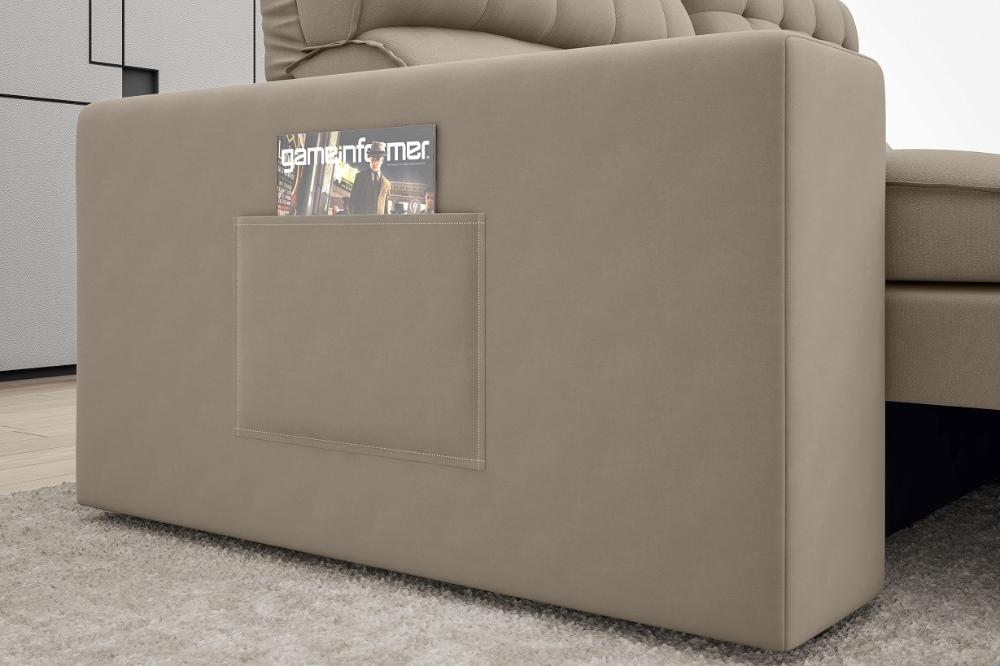Sofá Omega 2,00m Assento Retrátil e Reclinável Velosuede Capuccino - NETSOFAS