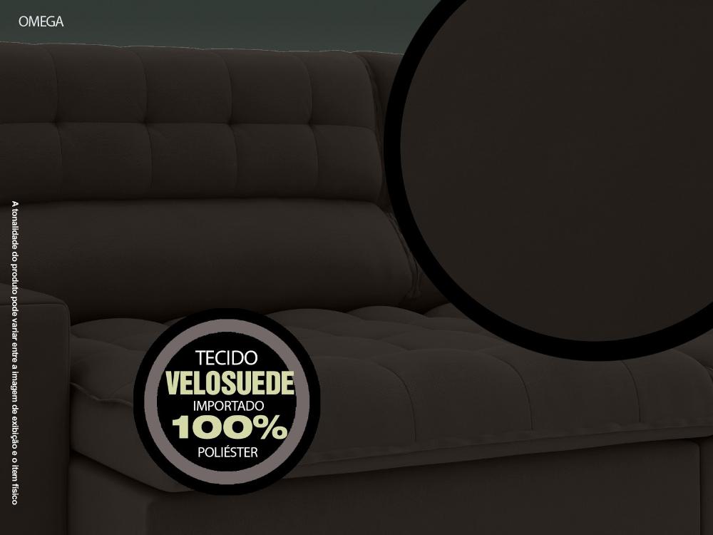 Sofá Omega 2,00m Assento Retrátil e Reclinável Velosuede Chocolate - NETSOFAS