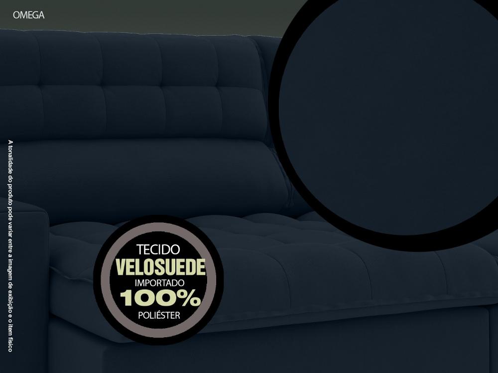 Sofá Omega 2,00m Assento Retrátil e Reclinável Velosuede Petróleo - NETSOFAS