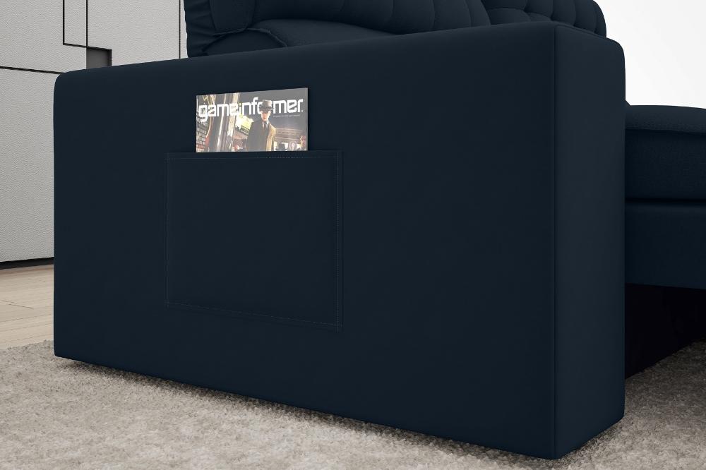 Sofá Omega 2,00m Assento Retrátil e Reclinável Velosuede Petróleo - NETSOFAS