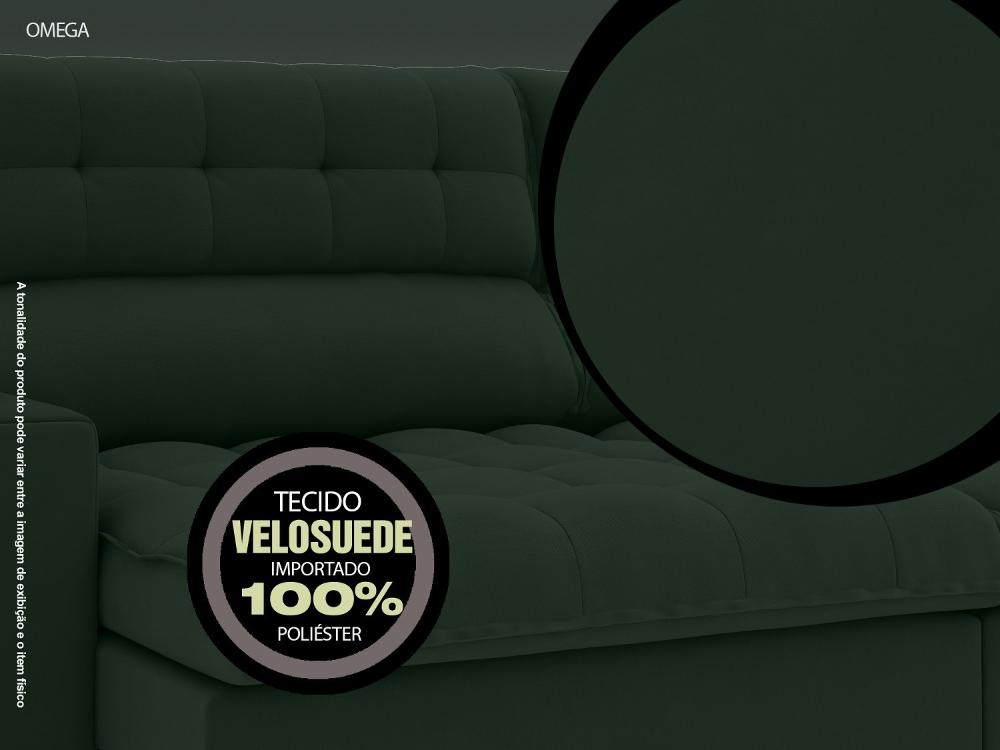 Sofá Omega 2,00m Assento Retrátil e Reclinável Velosuede Verde - NETSOFAS