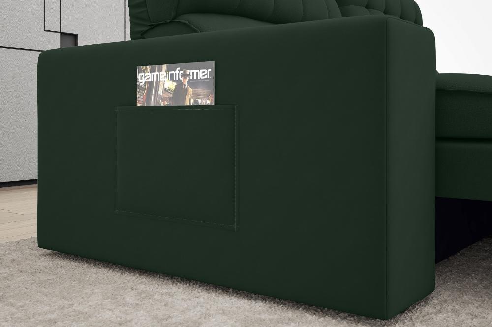 Sofá Omega 2,00m Assento Retrátil e Reclinável Velosuede Verde - NETSOFAS