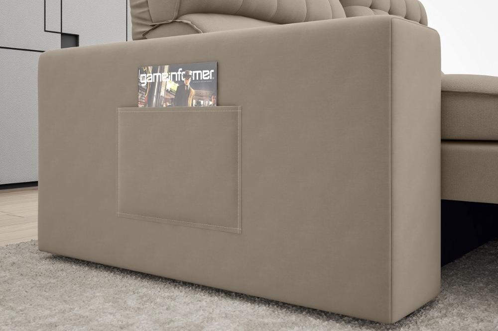 Sofá Omega 2,30m Assento Retrátil e Reclinável Velosuede Capuccino - NETSOFAS