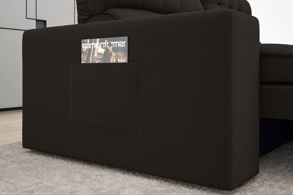 Sofá Omega 2,30m Assento Retrátil e Reclinável Velosuede Chocolate - NETSOFAS