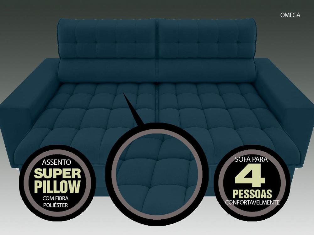 Sofá Omega 2,30m Assento Retrátil e Reclinável Velosuede Royal - NETSOFAS