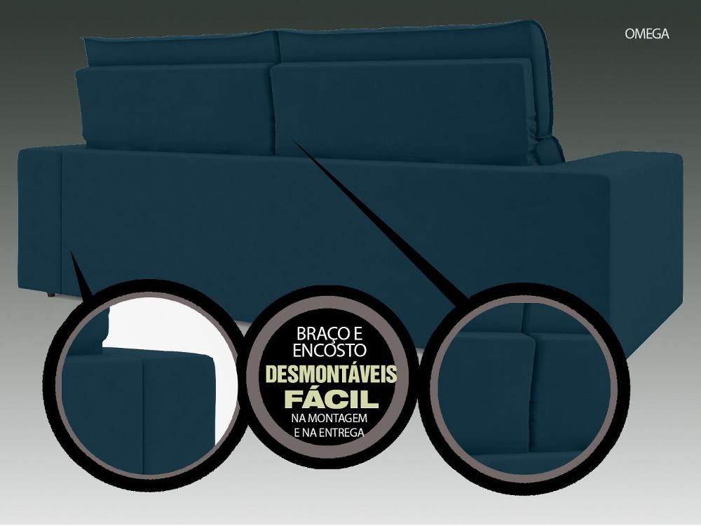 Sofá Omega 2,30m Assento Retrátil e Reclinável Velosuede Royal - NETSOFAS