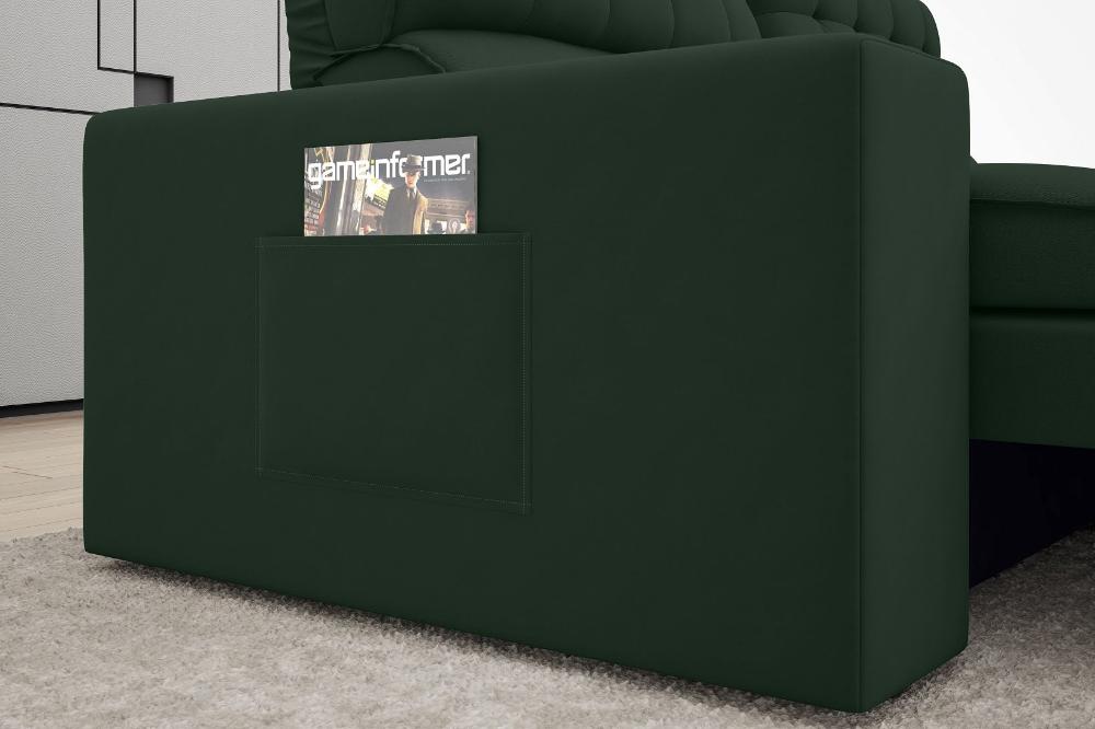 Sofá Omega 2,30m Assento Retrátil e Reclinável Velosuede Verde - NETSOFAS