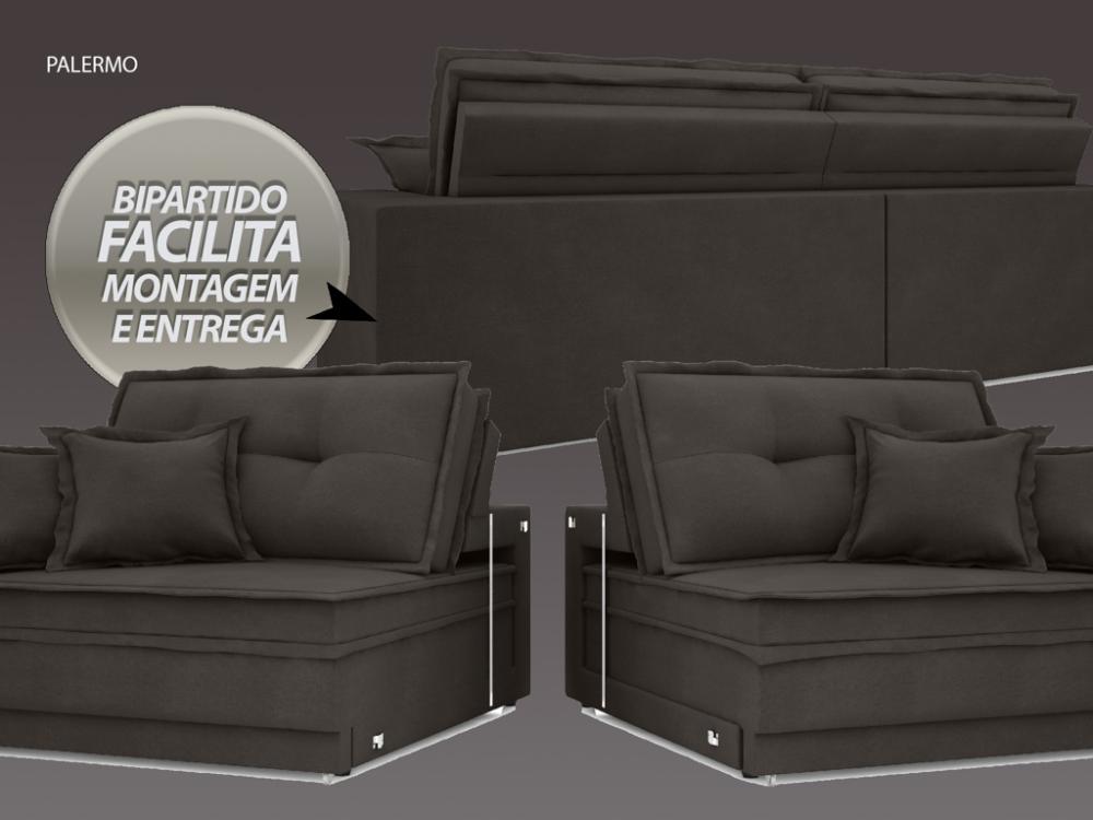 Sofá Palermo 2,40m Retrátil e Reclinável Velosuede Chocolate - NETSOFAS 