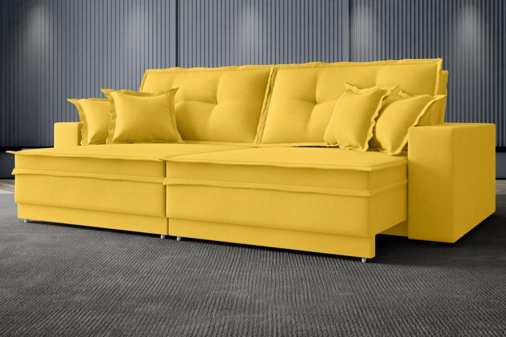 Sofá Palermo 2,80m Retrátil e Reclinável Velosuede Canario - NETSOFAS 