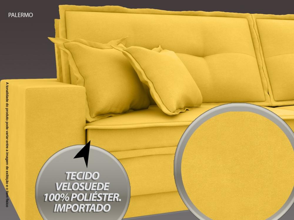 Sofá Palermo 2,80m Retrátil e Reclinável Velosuede Canario - NETSOFAS 