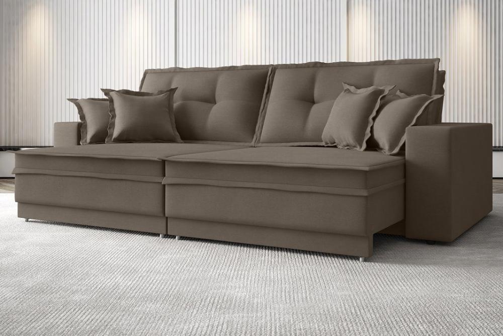 Sofá Palermo 2,80m Retrátil e Reclinável Velosuede Marrom - NETSOFAS 