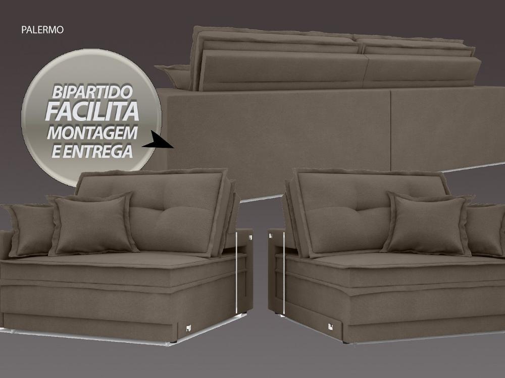 Sofá Palermo 2,80m Retrátil e Reclinável Velosuede Marrom - NETSOFAS 
