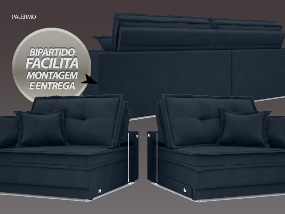 Sofá Palermo 2,80m Retrátil e Reclinável Velosuede Petroleo - NETSOFAS 