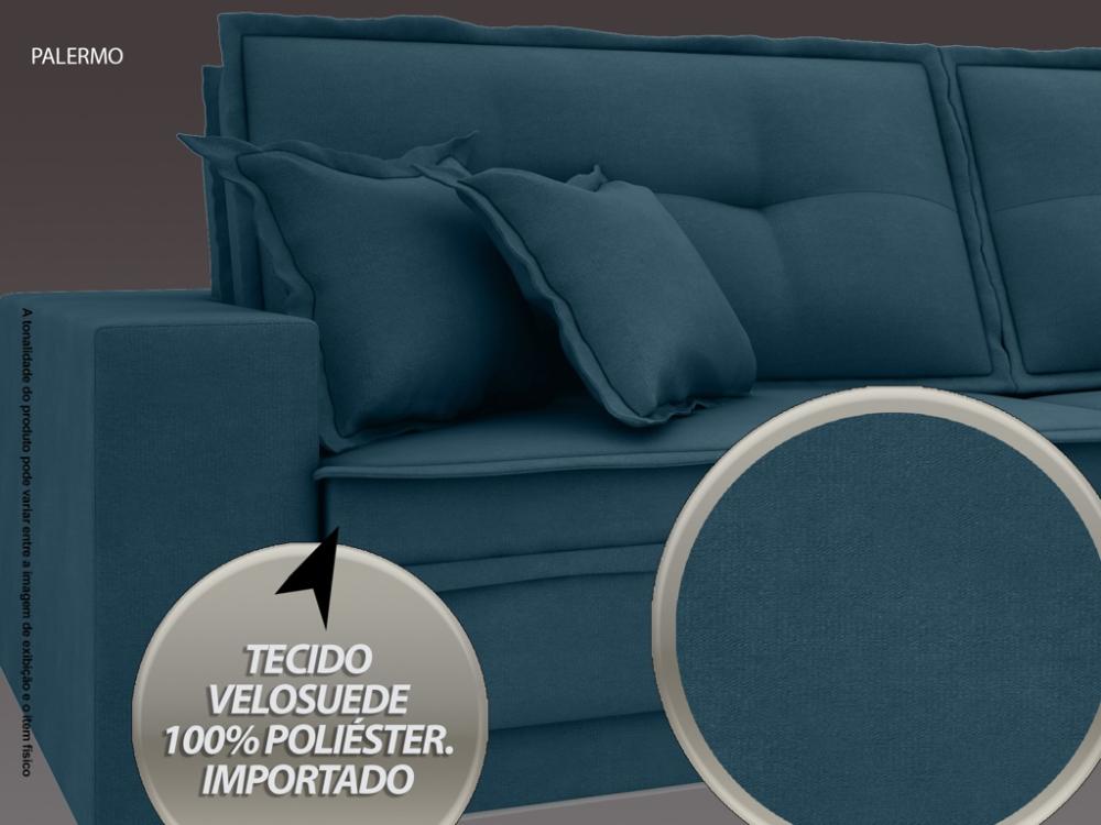 Sofá Palermo 2,80m Retrátil e Reclinável Velosuede Royal - NETSOFAS 
