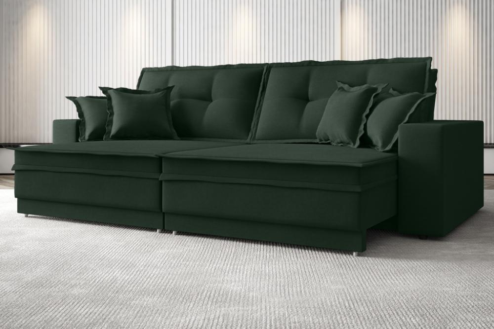Sofá Palermo 2,80m Retrátil e Reclinável Velosuede Verde - NETSOFAS 
