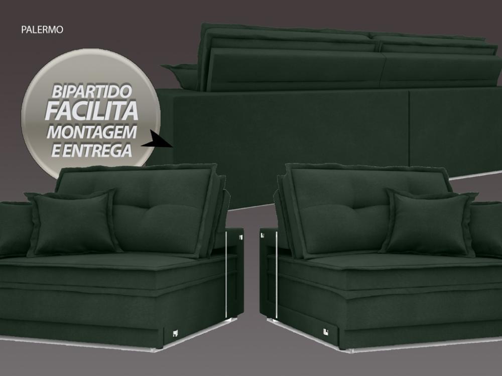 Sofá Palermo 2,80m Retrátil e Reclinável Velosuede Verde - NETSOFAS 