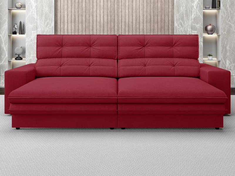 Sofá Pegasus 2,00m Assento Retrátil e Reclinável Velosuede Vermelho - NETSOFAS