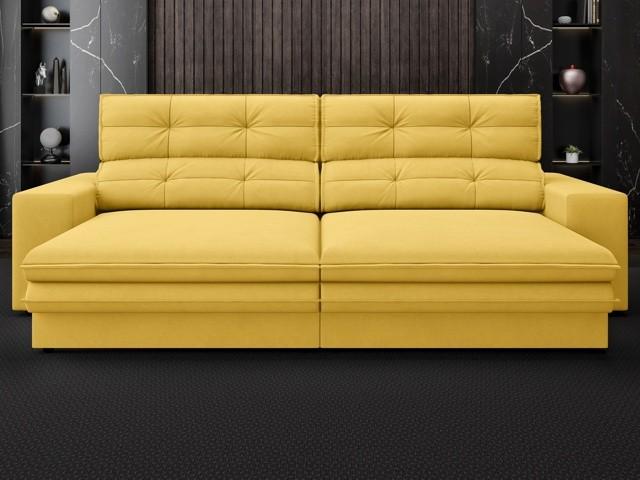 Sofá Pegasus 2,50m Assento Retrátil e Reclinável Velosuede Canário - NETSOFAS