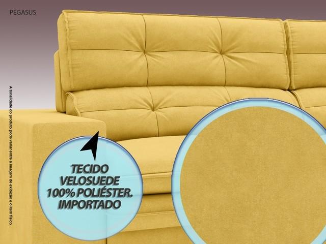 Sofá Pegasus 2,50m Assento Retrátil e Reclinável Velosuede Canário - NETSOFAS