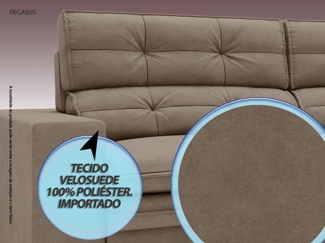 Sofá Pegasus 2,50m Assento Retrátil e Reclinável Velosuede Capucinno - NETSOFAS