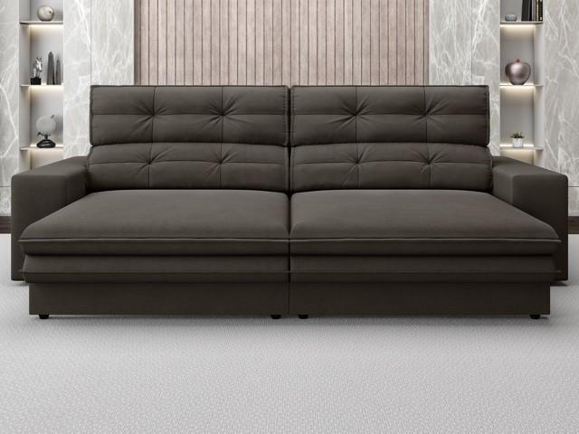 Sofá Pegasus 2,50m Assento Retrátil e Reclinável Velosuede Chocolate - NETSOFAS