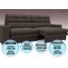 Sofá Pegasus 2,50m Assento Retrátil e Reclinável Velosuede Chocolate - NETSOFAS