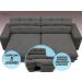 Sofá Pegasus 2,50m Assento Retrátil e Reclinável Velosuede Cinza - NETSOFAS