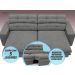 Sofá Pegasus 2,50m Assento Retrátil e Reclinável Velosuede Grafite - NETSOFAS