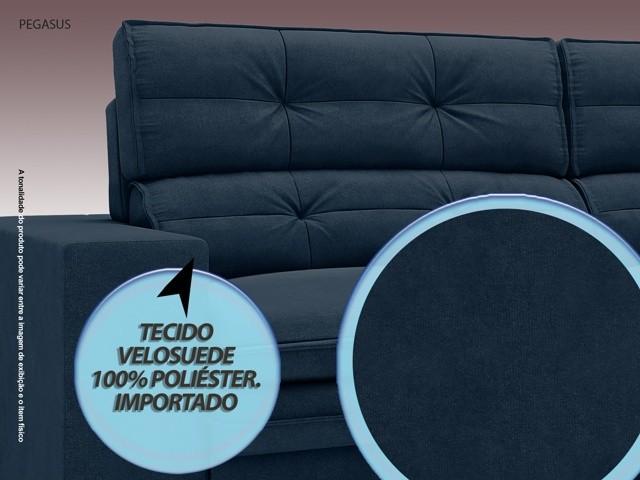 Sofá Pegasus 2,50m Assento Retrátil e Reclinável Velosuede Petróleo - NETSOFAS