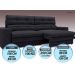 Sofá Pegasus 2,50m Assento Retrátil e Reclinável Velosuede Preto - NETSOFAS