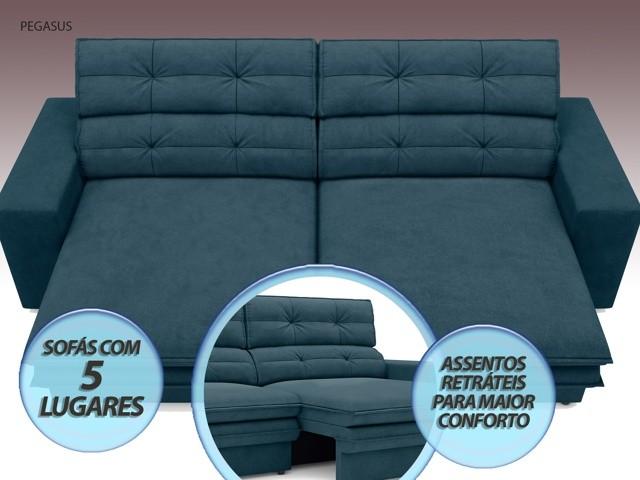 Sofá Pegasus 2,50m Assento Retrátil e Reclinável Velosuede Royal - NETSOFAS