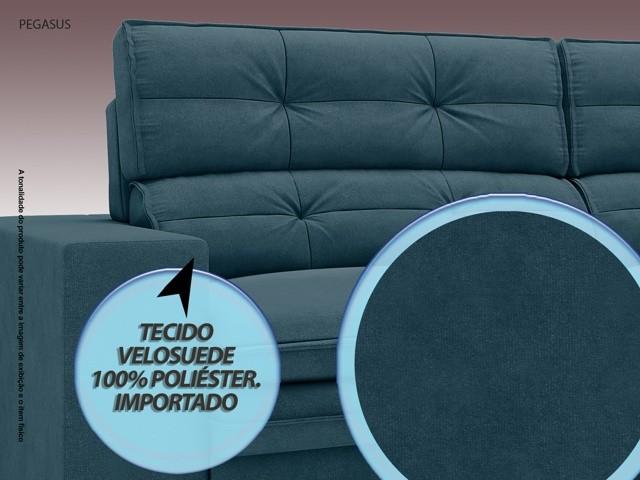 Sofá Pegasus 2,50m Assento Retrátil e Reclinável Velosuede Royal - NETSOFAS