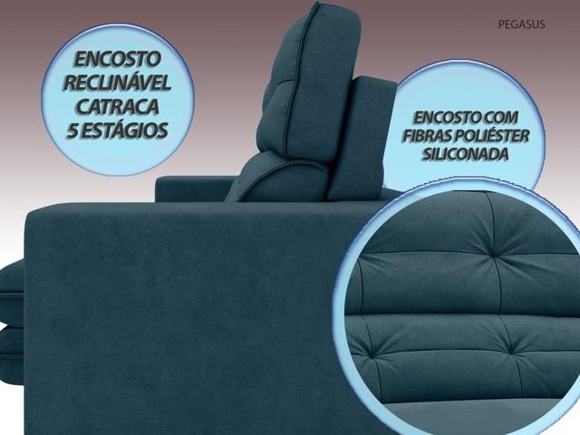 Sofá Pegasus 2,50m Assento Retrátil e Reclinável Velosuede Royal - NETSOFAS