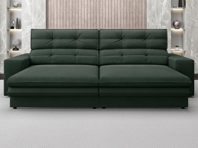 Sofá Pegasus 2,50m Assento Retrátil e Reclinável Velosuede Verde - NETSOFAS
