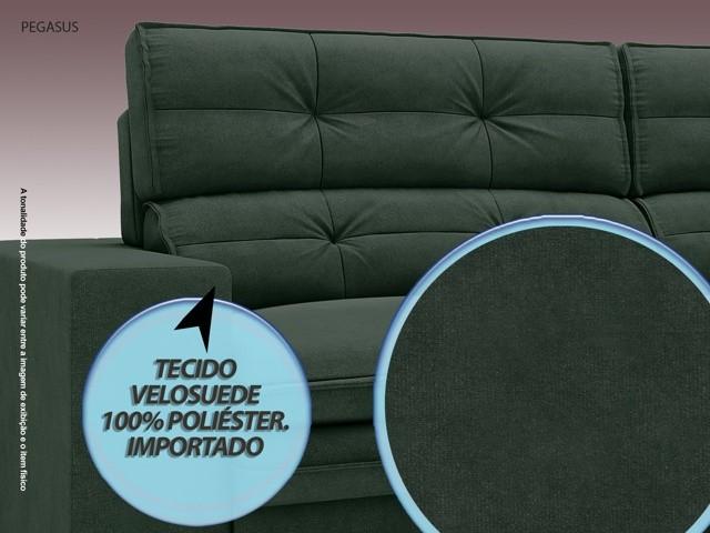 Sofá Pegasus 2,50m Assento Retrátil e Reclinável Velosuede Verde - NETSOFAS