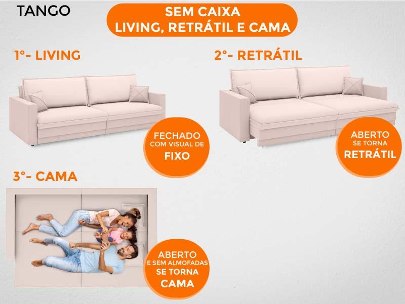 Sofá Tango 1,80m sem caixa, Retrátil e Reclinável Velosuede Areia - NETSOFAS