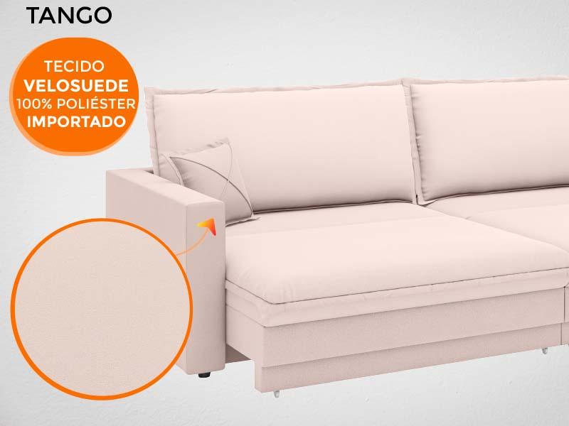 Sofá Tango 1,80m sem caixa, Retrátil e Reclinável Velosuede Areia - NETSOFAS