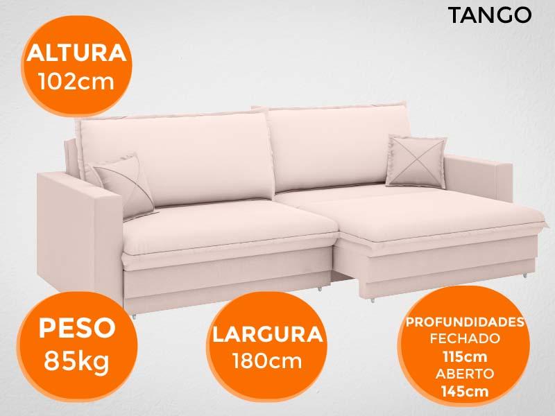 Sofá Tango 1,80m sem caixa, Retrátil e Reclinável Velosuede Areia - NETSOFAS