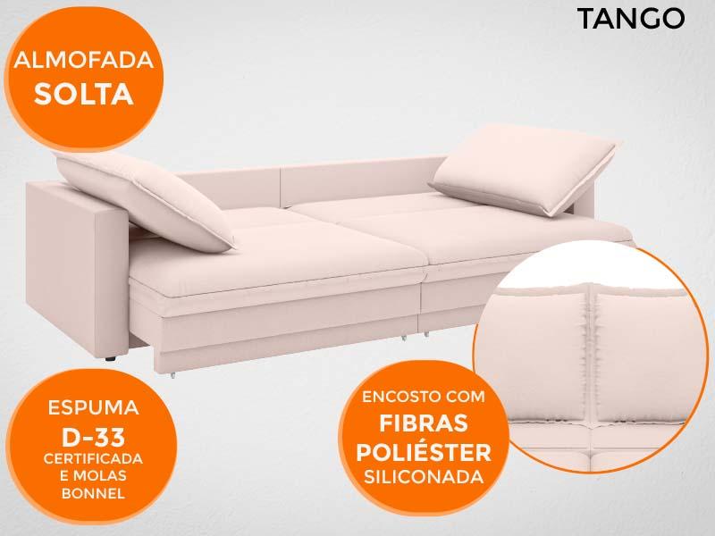Sofá Tango 1,80m sem caixa, Retrátil e Reclinável Velosuede Bege - NETSOFAS