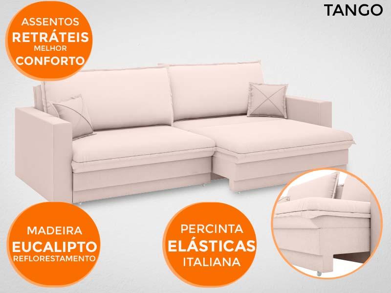 Sofá Tango 1,80m sem caixa, Retrátil e Reclinável Velosuede Bege - NETSOFAS