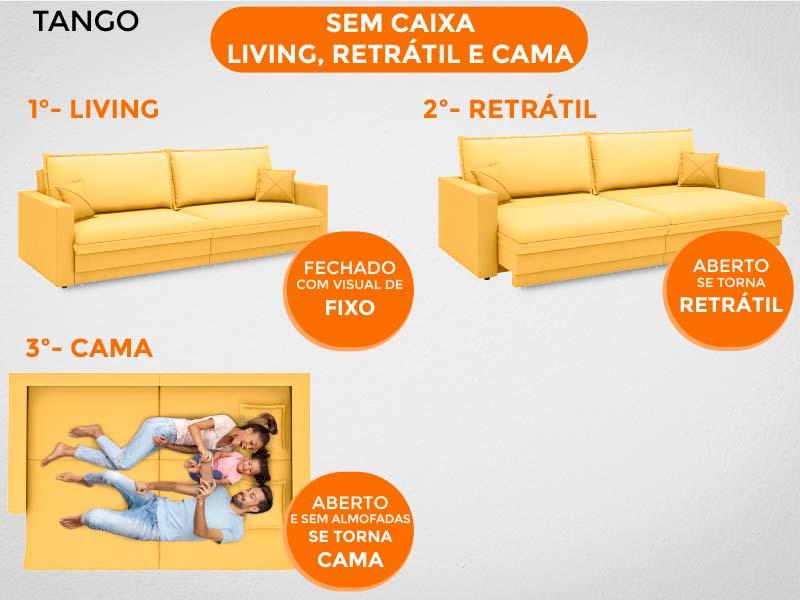 Sofá Tango 1,80m sem caixa, Retrátil e Reclinável Velosuede Canario - NETSOFAS